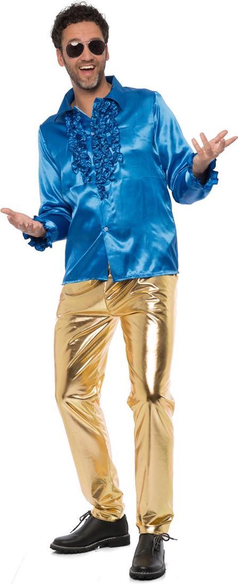 Disco Broek Heren Goud| Maat 2XL | Gouden Discobroek Man